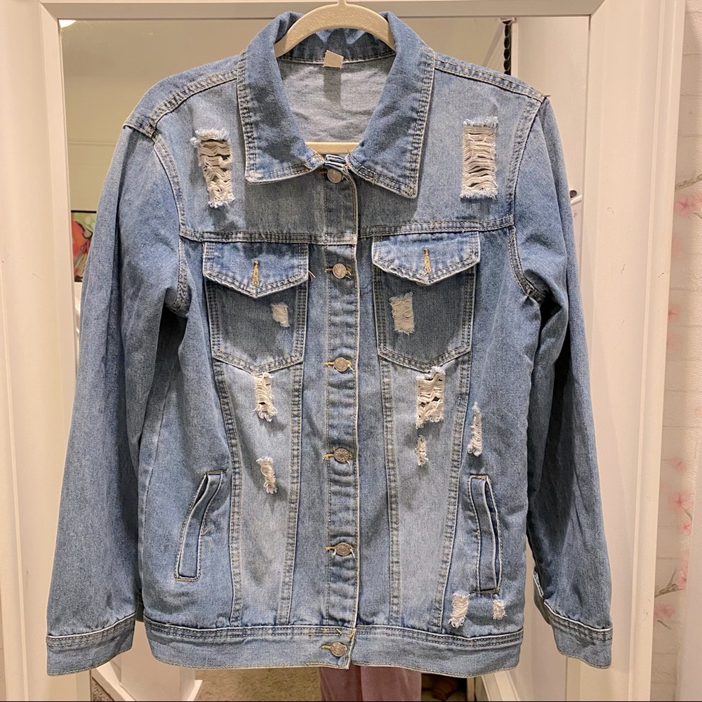Distressed Denim Jacket - Small